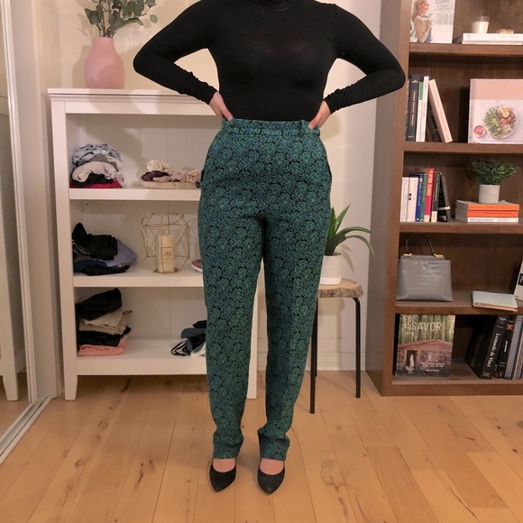 Yves Saint Laurent Wool Dress Pants (Green/Blue) - Picture 2 of 7